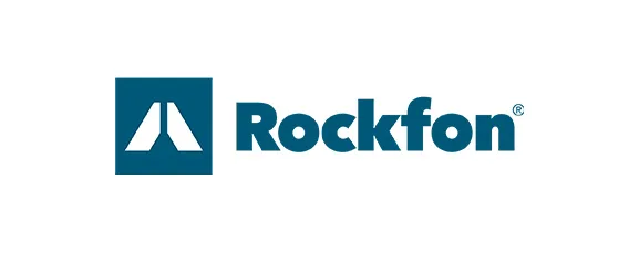 Rockfon logo, merk waarmee cinewallcenter cinewalls maakt